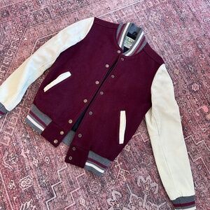 Roots Varsity Jacket - Burgundy and Cream
